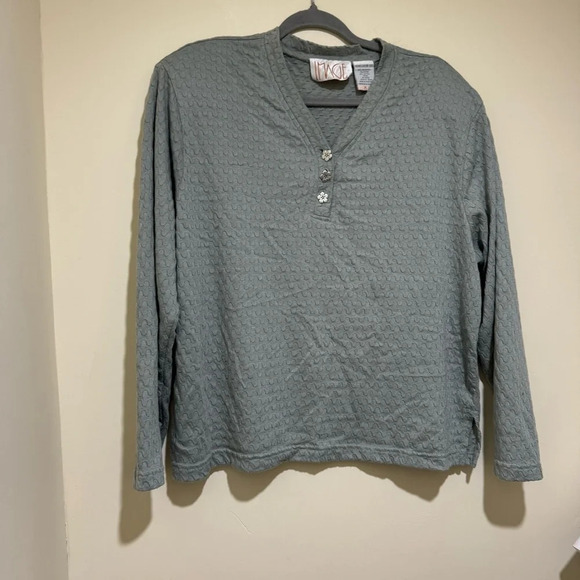Women’s Image By Sears Vintage 90’s Long Sleeve  Top with Flower Buttons Size 20 - Picture 3 of 16
